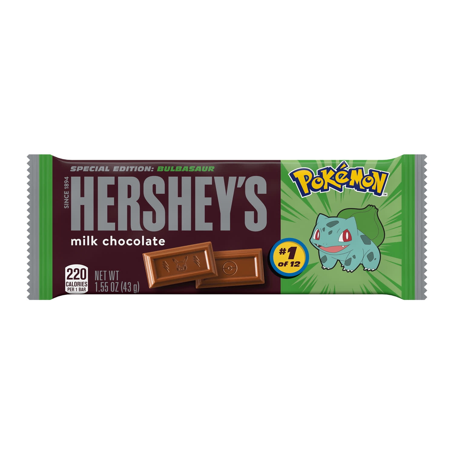 Hershey's Milk Chocolate Pokemon Candy, Bar 1.55 oz