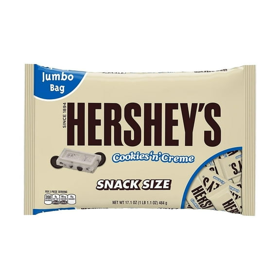 HersheyS Cookies N Creme Snack Size Bars, 17.1-Ounce Bag