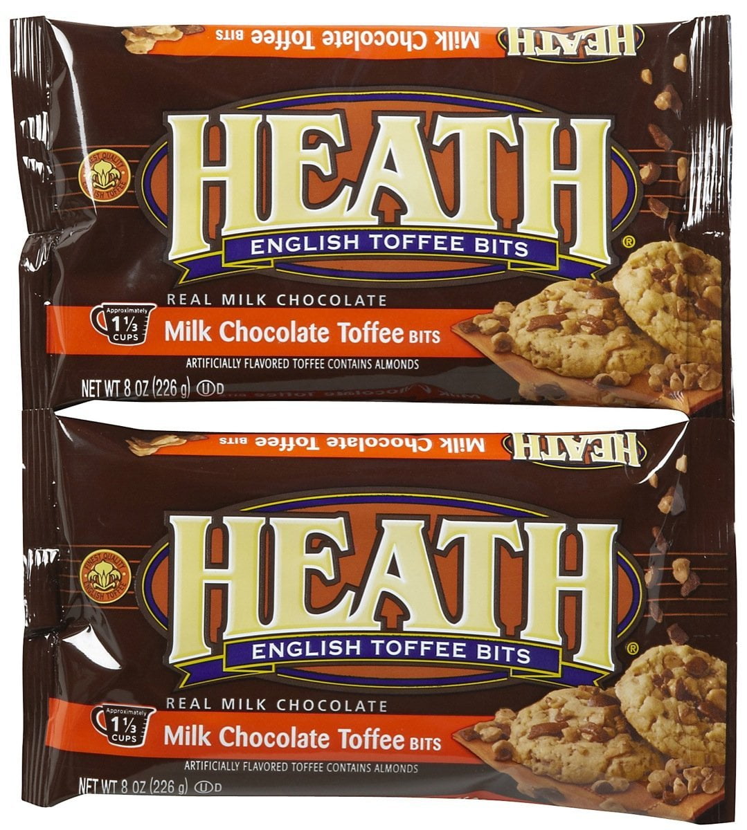 Hershey,S Heath Milk Chocolate Toffee Baking Bits 8 Ounce (Pack Of 2