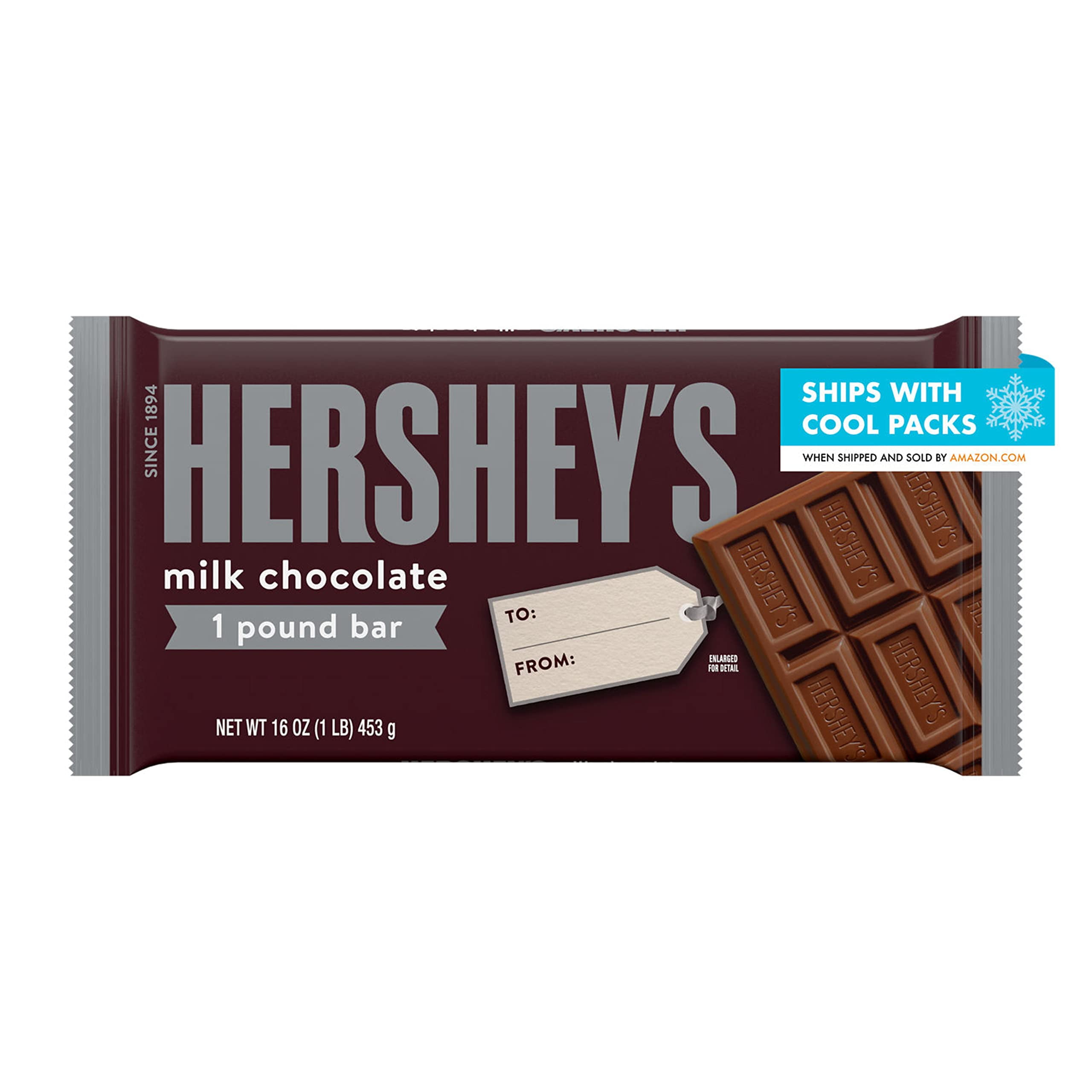 Hershey,S Milk Chocolate, Gluten Free Candy Gift Bar, 16 Oz