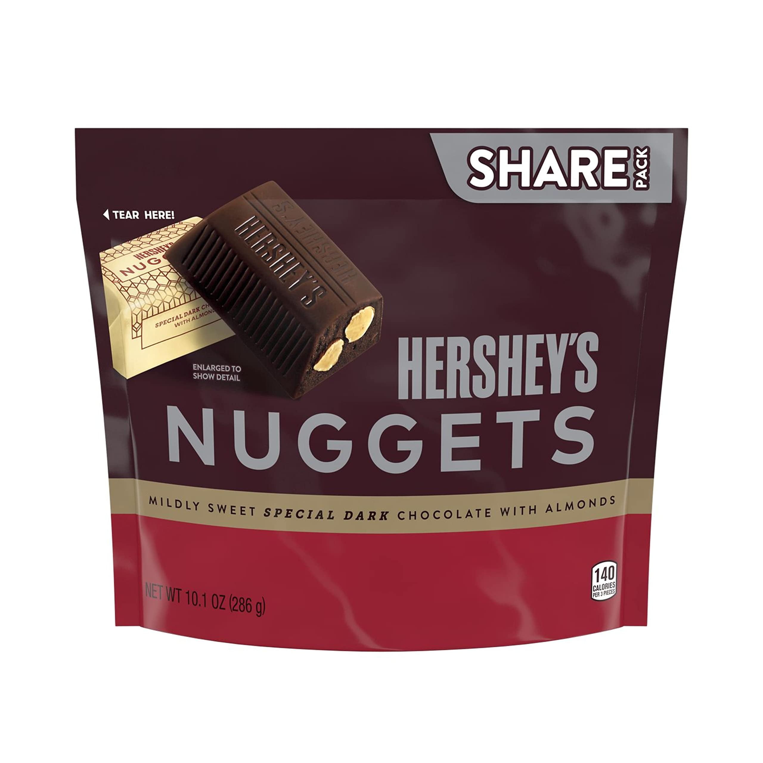 Hershey,S Nuggets Special Dark Chocolate With Almonds Candy, Share Pack, 10.1 Oz Bag