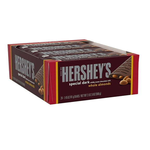 Hershey,S Special Dark Chocolate With Whole Almonds Candy Bars, 1.45 Oz (24 Count)