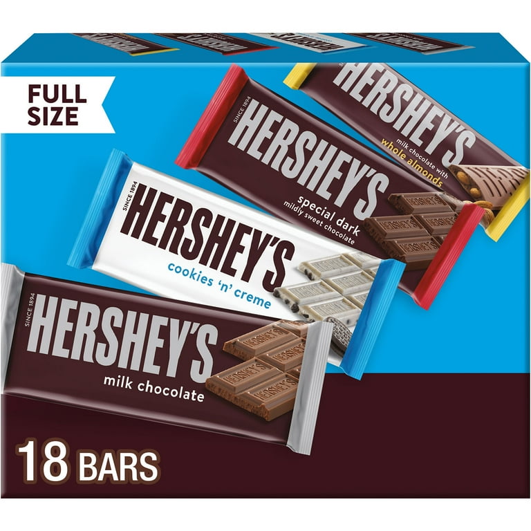 Full Size Chocolate Candy Bar Variety Pack, Assorted 1.5 oz Bar, 18 Bars/Carton, Ships in 1-3 Business Days Full Size Chocolate Candy Bar Variety Pack, Assorted 1.5 oz Bar, 18 Bars/Carton, Ships in 1-3 Business Days