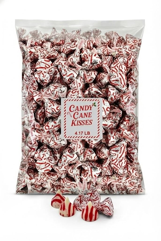 Hershey’s Candy Cane Kisses, Peppermint Creme Candy with Candied Bits, 4.17 lb Bulk Bag