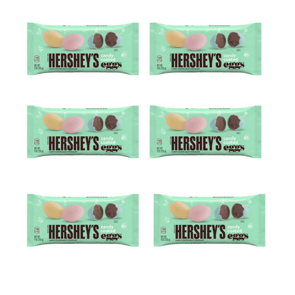 Hershey's Candy Coated Milk Chocolate Eggs Easter Candy, 6 Pack, 9 oz Bags