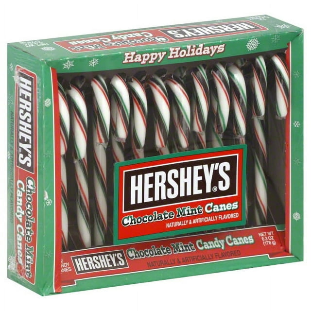 Hershey's Chocolate Mint Candy Canes, 6.3 Oz., 12 Count