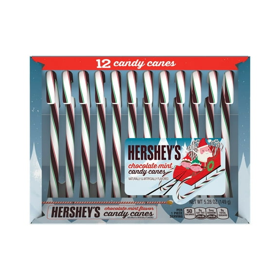 Hershey's Chocolate Mint Flavor Candy Cane, Holiday Box, 12 Ct., 5.28 Oz.
