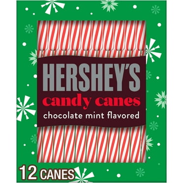Hershey's Chocolate Mint Flavored Christmas Candy Canes, Box 5.28 oz, 12 Pieces