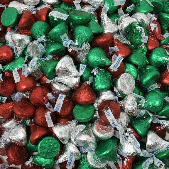 Hershey's Christmas Milk Chocolate Kisses, Red, Green and Silver Colored Foils, Perfect for Christmas Parties, Holiday Gifting or Stocking Stuffers, 10 Pounds