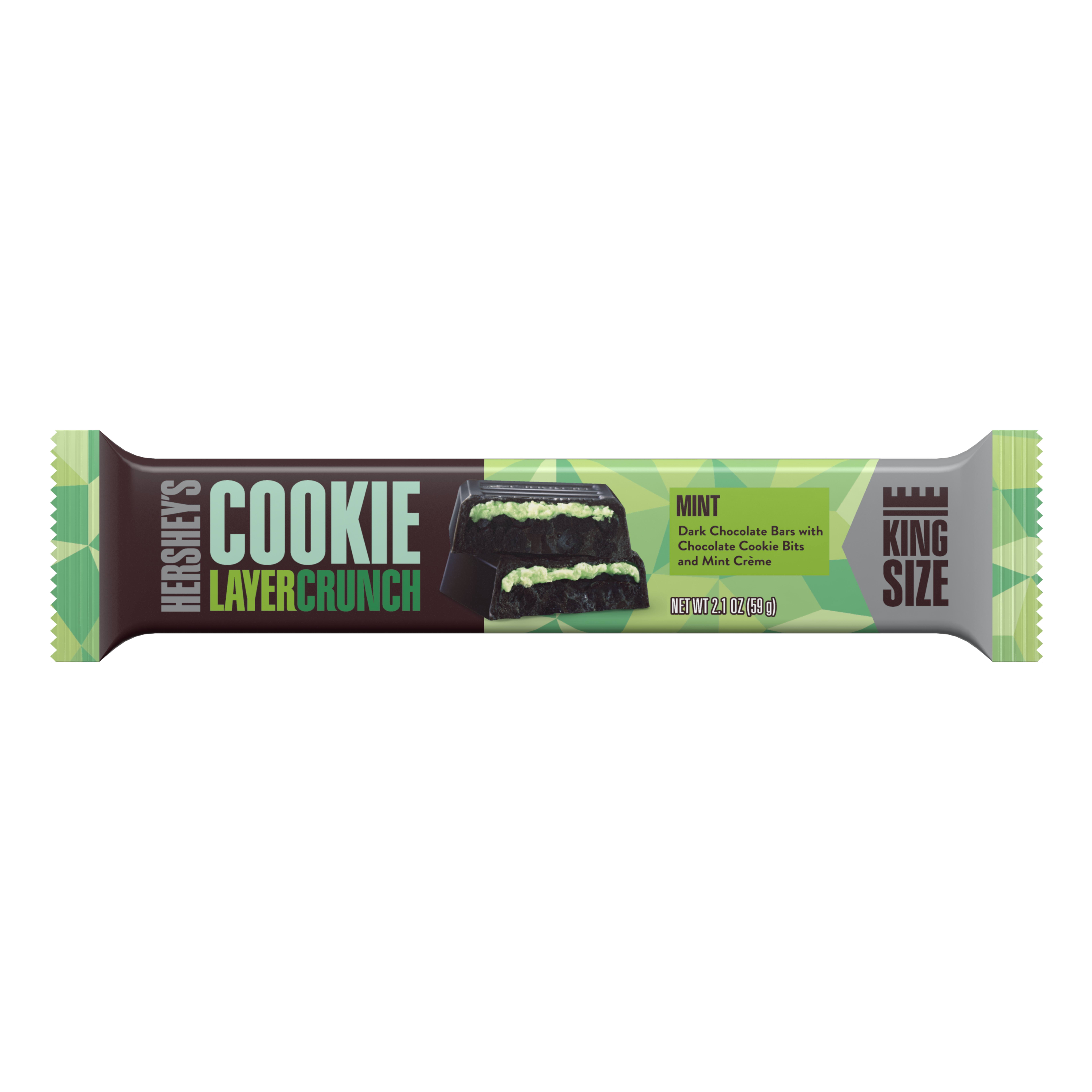 Hershey's Cookie Layer Crunch, Mint Dark Chocolate King Size Bar, 2.1 Oz
