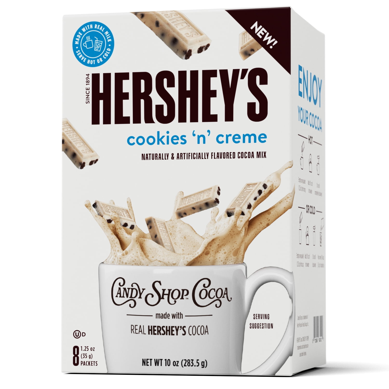 Candy Shop Cocoa Hershey's Cookies 'n' Creme Cocoa Mix | Hot Chocolate | 1.25 oz Packet (8 Count)