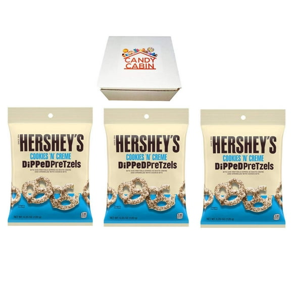 Hershey's Cookies 'N' Creme Dipped Pretzels, Box by CANDY CABIN Cookies 'N' Creme, 3 Pack