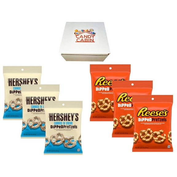 Hershey's Cookies 'N' Creme Dipped Pretzels  Reese's Chocolate Dipped Pretzel, Box by CANDY CABIN Cookies 'N' Creme - Reeses, 6 Pack
