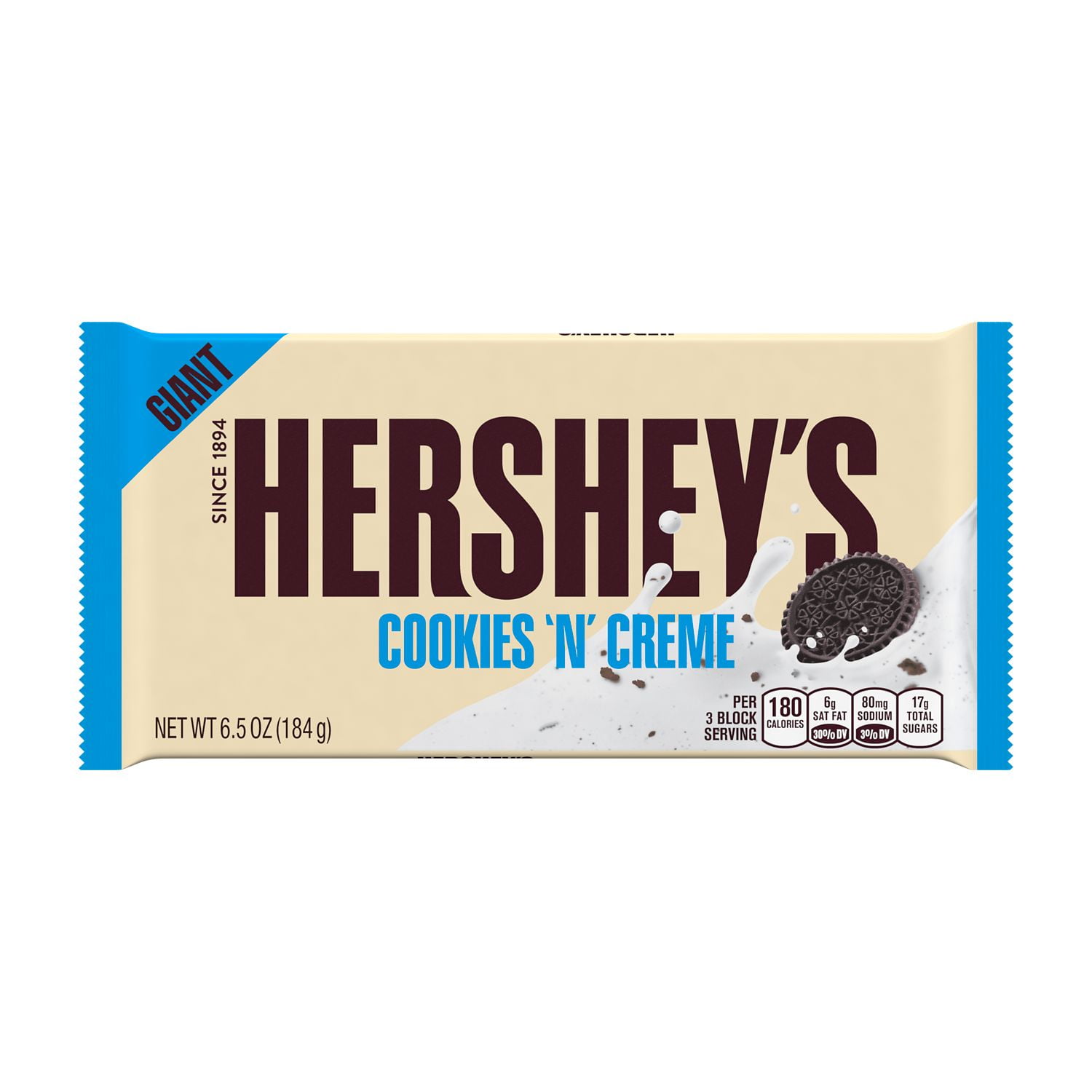 HERSHEY'S, Cookies 'n' Creme Giant Candy, Full size, 6.5 oz, Bar
