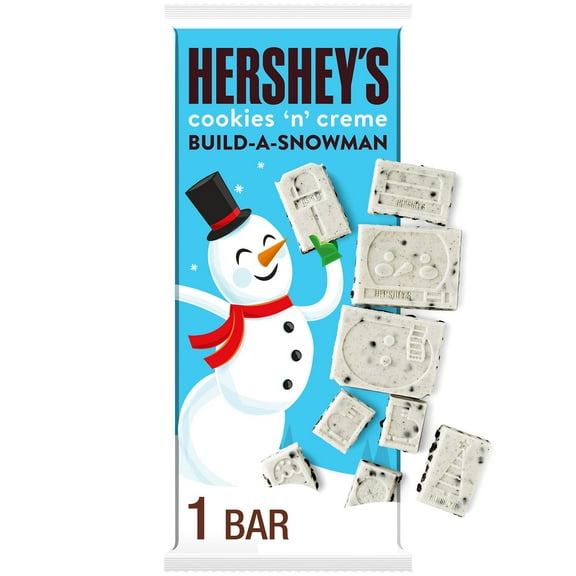 Hershey's Cookies 'n' Creme Build-A-Snowman Christmas Candy, Bar 4 oz