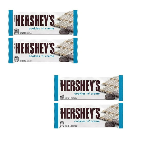 Hershey's Cookies 'n' Creme Candy, White Chocolate, 4 Pack, 1.55 OZ a Bar