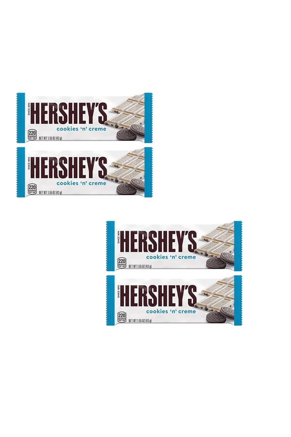 Hershey's Cookies 'n' Creme Candy, White Chocolate, 4 Pack, 1.55 OZ a Bar
