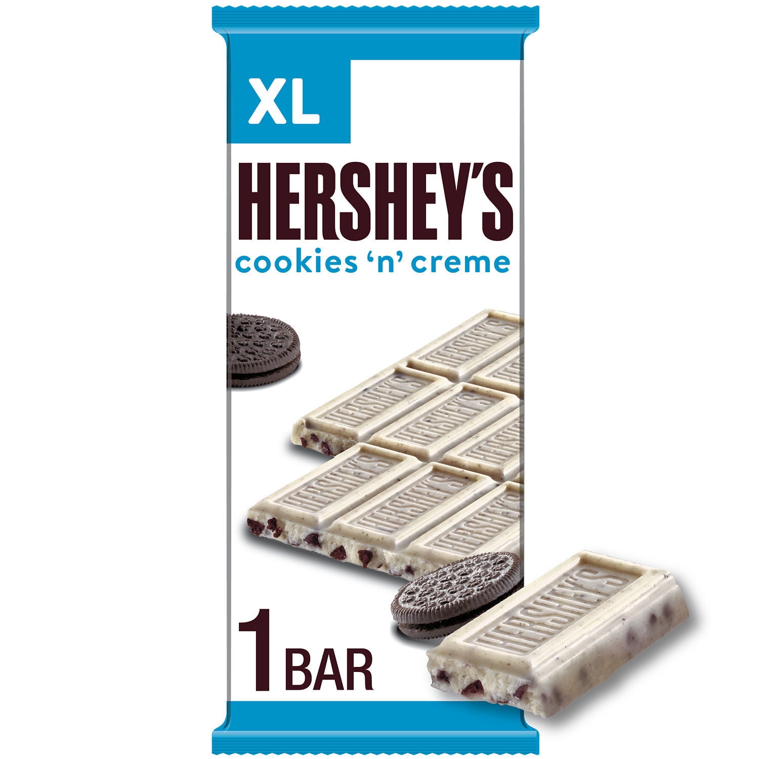 Hershey's Cookies 'n' Creme XL Candy, Bar 4 oz, 16 Pieces
