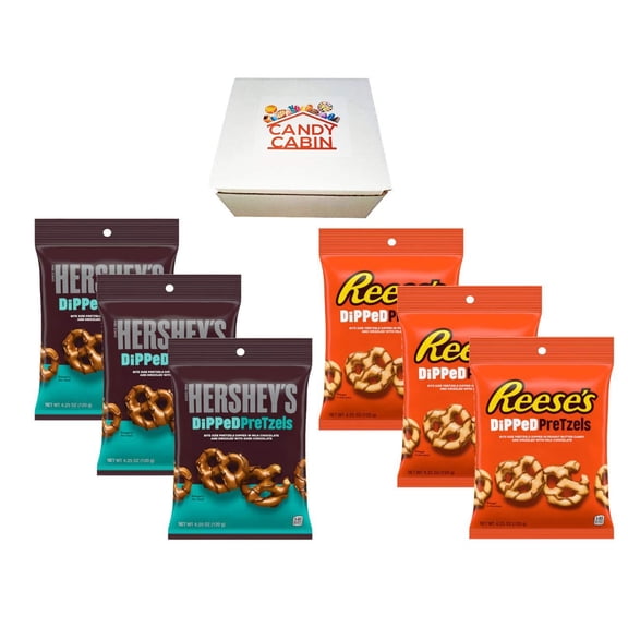 Hershey's Dipped Pretzels, Reese's Chocolate Dipped Pretzel, Box by CANDY CABIN Original - Reeses, 6 Pack