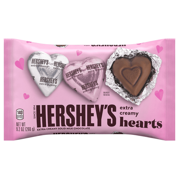 Hershey's Extra Creamy Milk Chocolate Hearts, Valentine's Candy Bag, 9.2 oz (pack of 2)