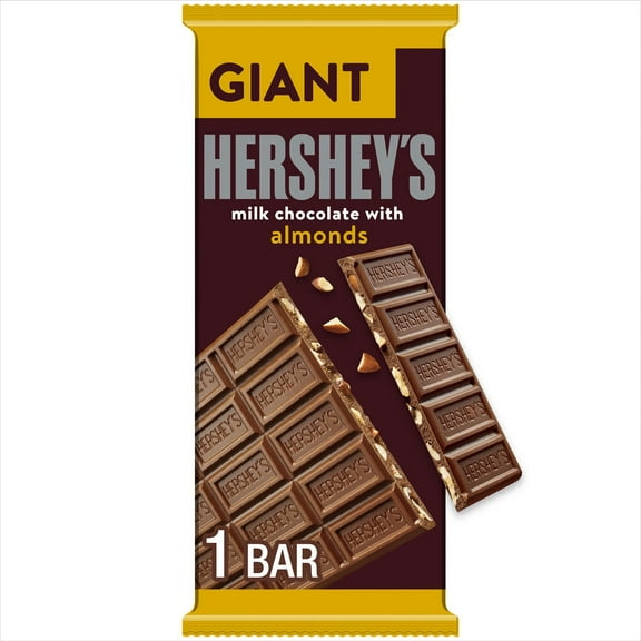 Hershey's Giant Candy, Gluten Free, Bar Milk Chocolate with Almonds7.37oz