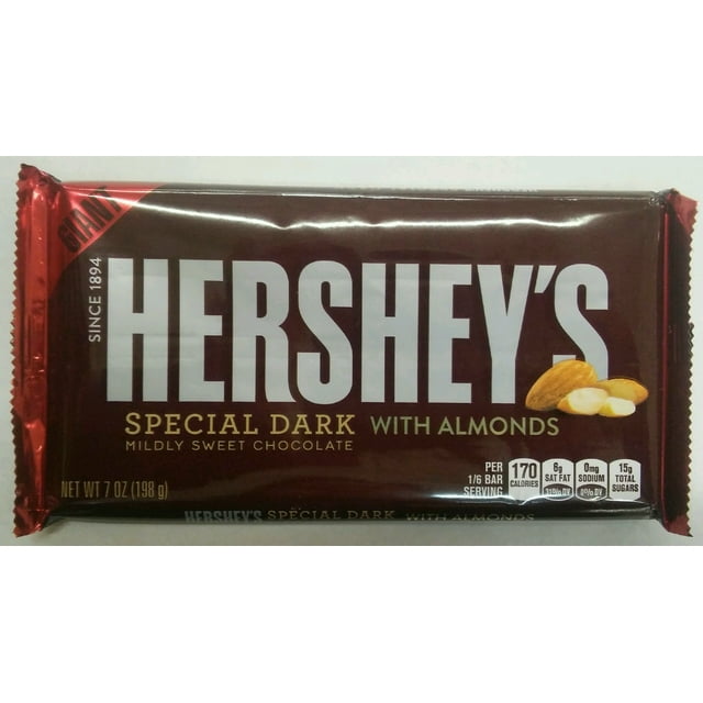 Hershey's Giant Special Dark Almond Candy Bar, 7 oz. - Walmart.com