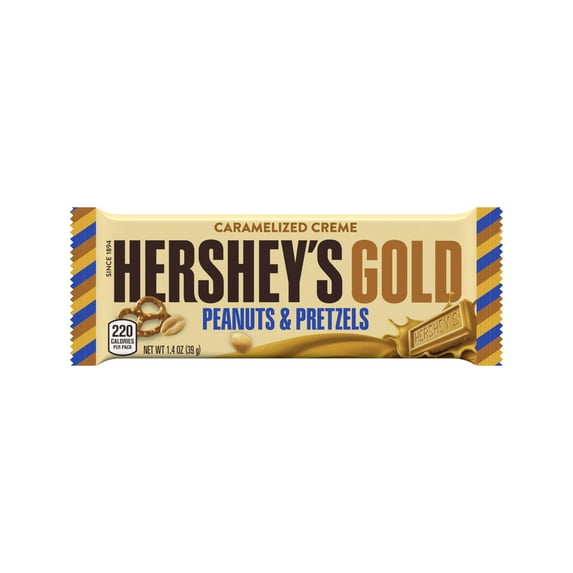Hershey's Gold, Peanuts and Pretzels Candy Bar, 1.4 Oz