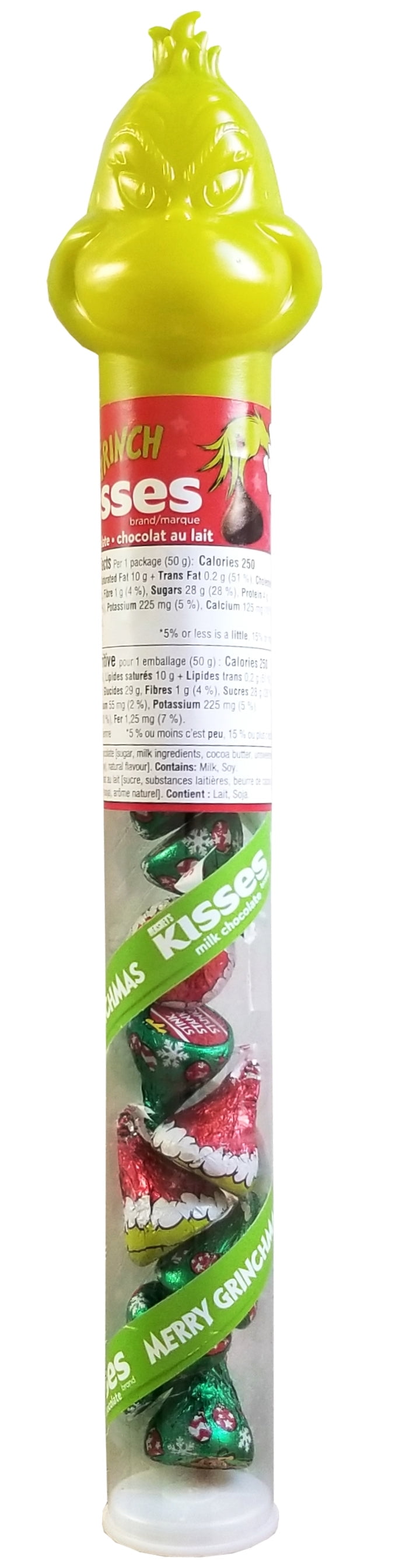 Hershey's Grinch Kisses Milk Chocolate Cane, 50g/1.75 oz. Tube