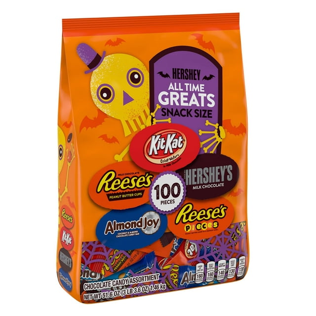 Hershey's Halloween Candy Assortment All Time Greats Snack Size, 51.6 oz, 100 Count
