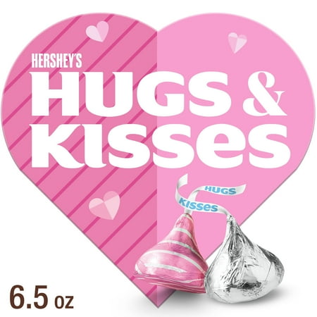 HERSHEY'S HUGS & KISSES Assorted Milk Chocolate and White Creme, Valentine's Day Candy Gift Box, 6.5 oz
