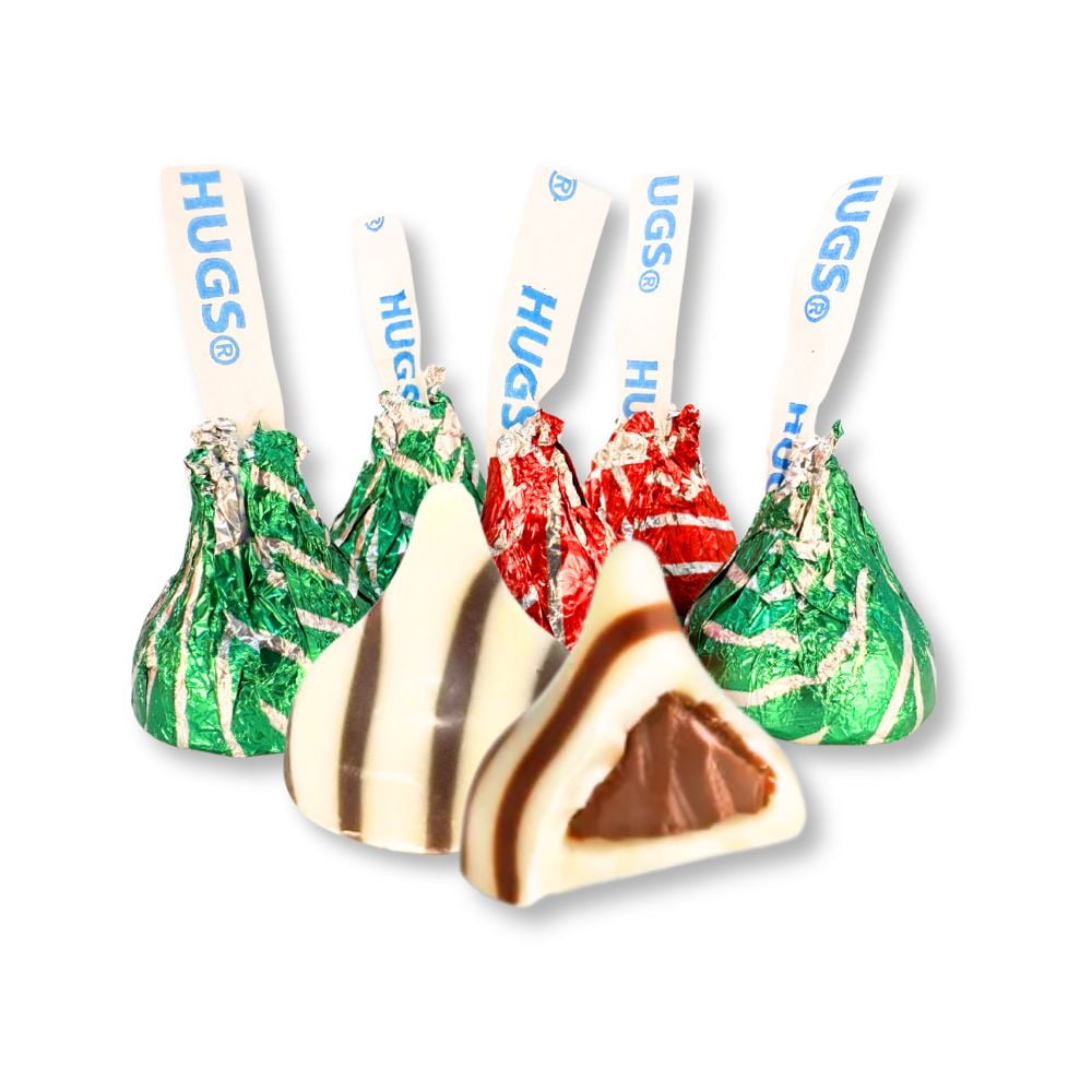 Hershey's Hugs Milk Chocolate Kisses Hugged by White Creme - 25 lb