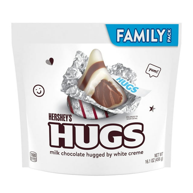 Hershey's Hugs Milk Chocolate and White Creme Candy, Family Pack 16.1 ...