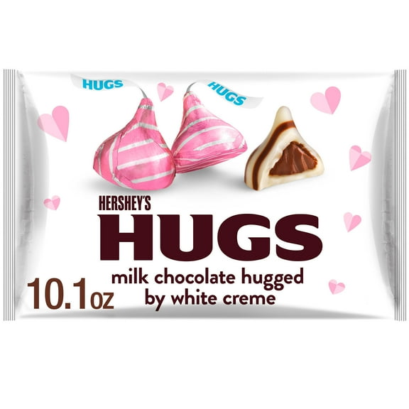 HERSHEY'S HUGS Milk Chocolate and White Creme, Valentine's Candy Bag, 10.1 oz