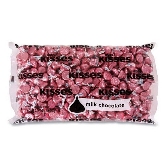 KISSES, Milk Chocolate, Pink Wrappers, 66.7 oz Bag, Ships in 1-3 Business Days
