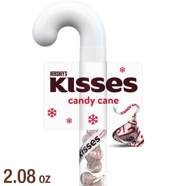 Hershey's Kisses Candy Cane Flavored Christmas Candy, Plastic Cane 2.08 oz