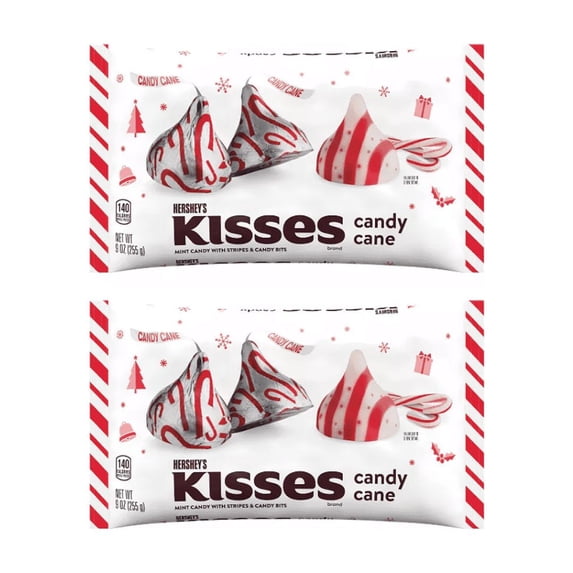 Hershey's Kisses Christmas Candy Cane Flavored Candy - 9oz pack of 2