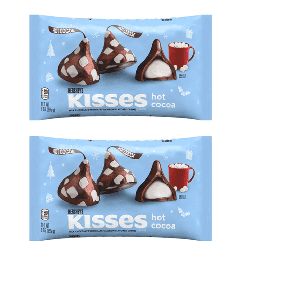 Hershey's Kisses Christmas Hot Cocoa Flavored Milk Chocolate Can pack of 2