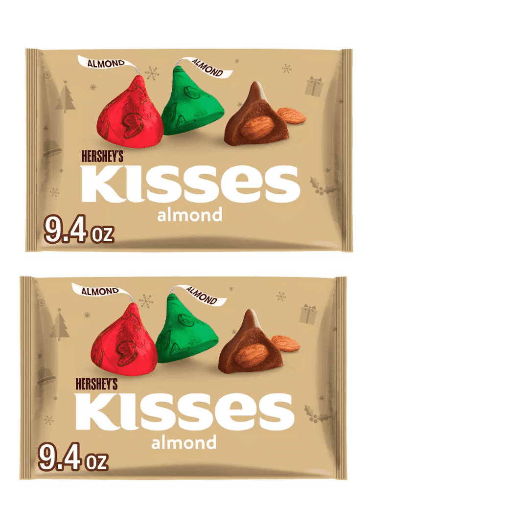 Hershey's Kisses Christmas Milk Chocolate With Almond Candy - 9.4oz pack of 2