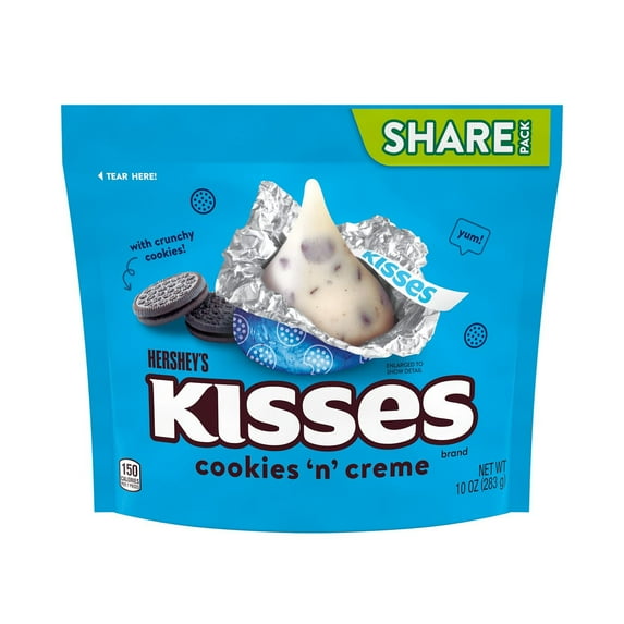Hershey's Kisses Cookies 'n' Creme Candy, Share Pack 10 oz (Pack of 8)