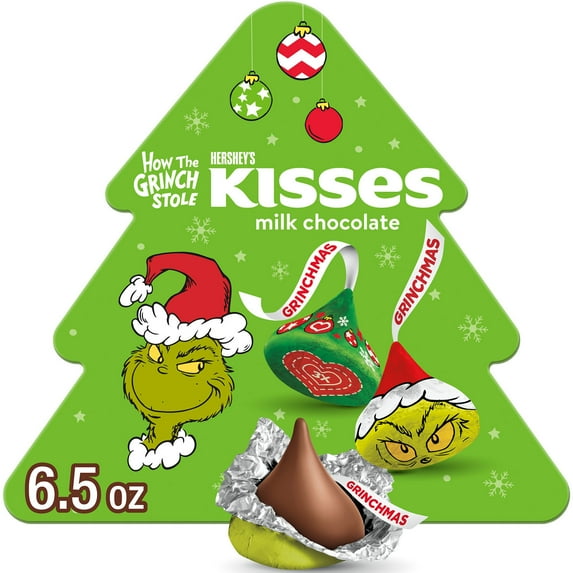 Hershey's Kisses Grinch Milk Chocolate Christmas Candy, Gift Box 6.5 oz