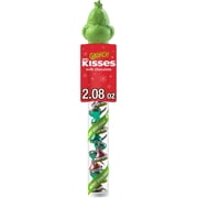 HERSHEY'S KISSES Grinch Milk Chocolate, Christmas Candy Plastic Cane, 2.08 oz