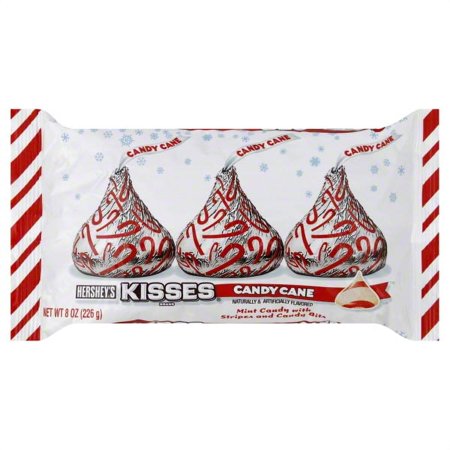 Hershey's Kisses Holiday Candy Cane Mint Candies, 8 Ounces