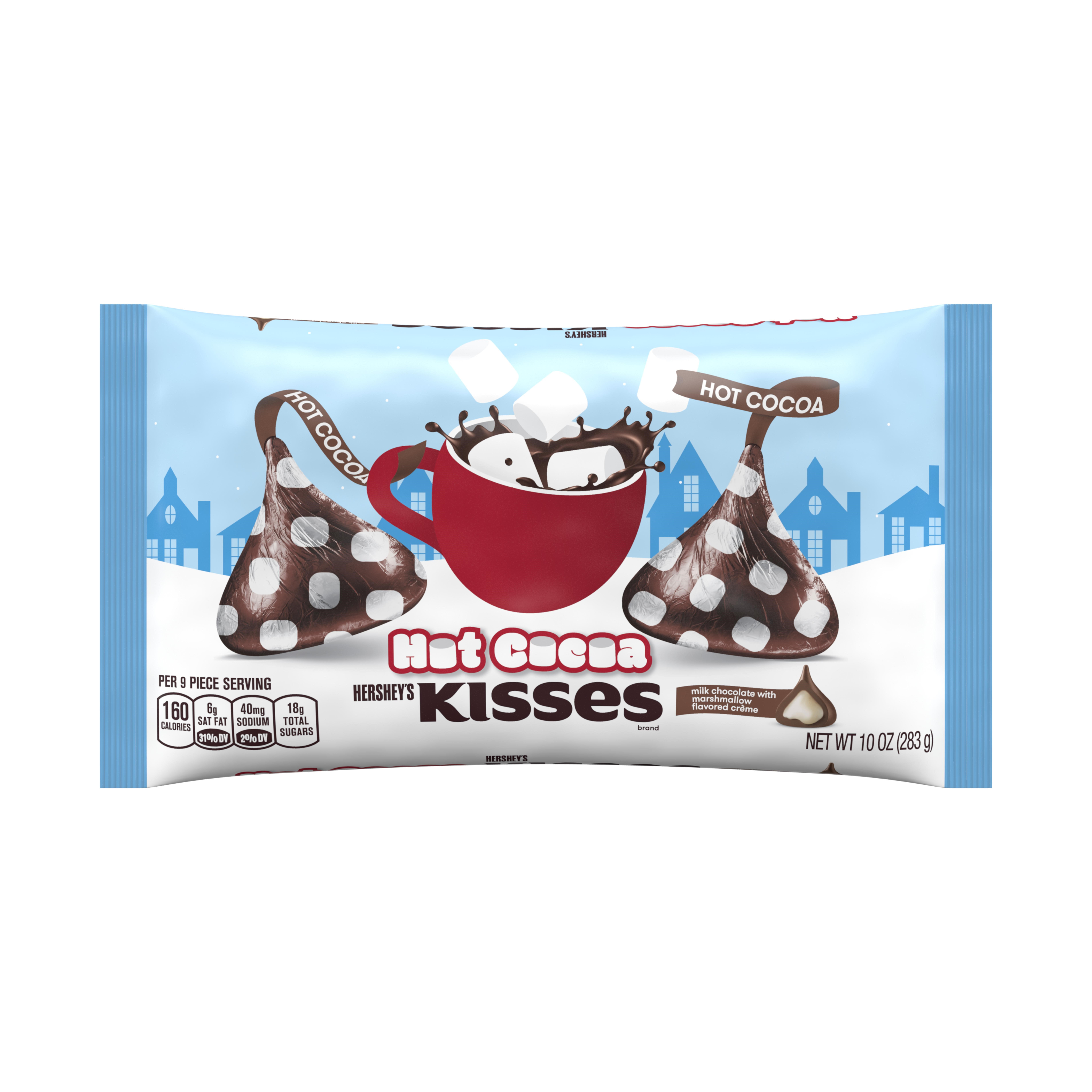 Hershey's Kisses Hot Cocoa Chocolate Candy, Holiday Bag, 10 Oz.