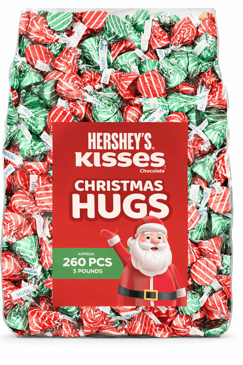 Hershey's Kisses Hugs, Milk Chocolate Hugged by White Crème, Bulk & Delicious Christmas Candy (3 Pounds)