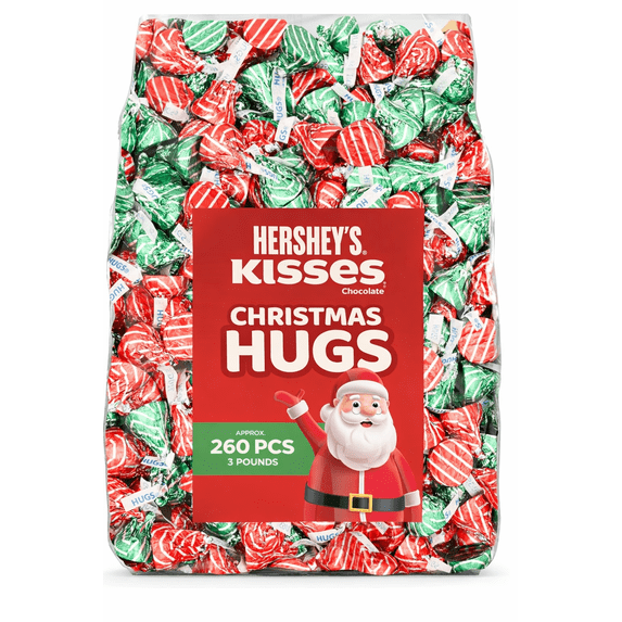 Hershey's Kisses Hugs, Milk Chocolate Hugged by White Crème, Bulk & Delicious Christmas Candy (3 Pounds)