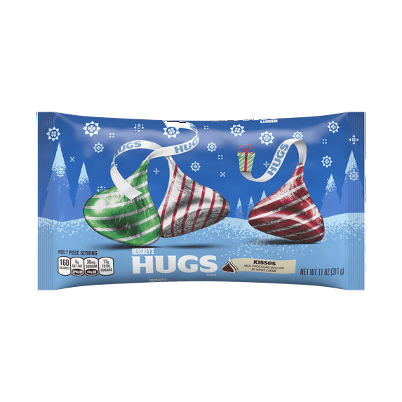 Hershey's Kisses Hugs Milk Chocolate & White Creme, Holiday Candy, 11 Oz.