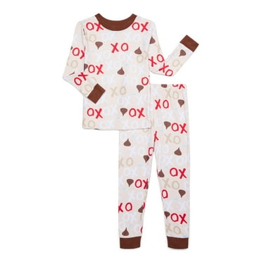 Hershey's Kisses Long Sleeve Snug Fit Sleep Top and Sleep Pant Pajama Set, 2-Piece, Sizes 4-10