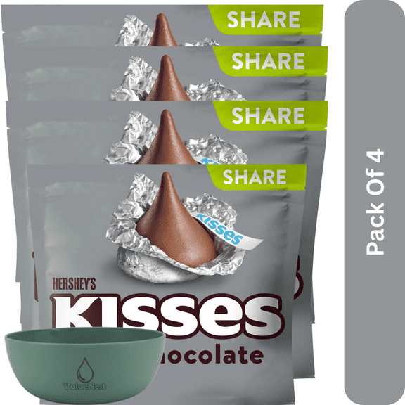 Hershey's Kisses Milk Chocolate Candy,  10.8 oz Share Pack, With Olive Green Bowl By ValueNest