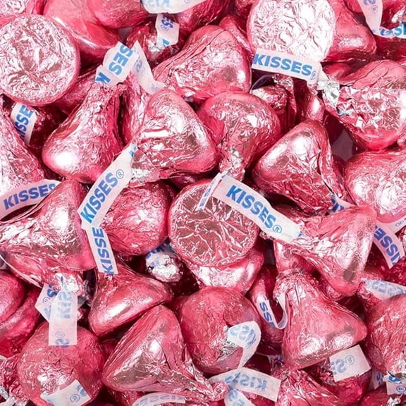 Hershey's Kisses Milk Chocolate Candy in Pink Foil 1 lb Bulk Bag Individually Wrapped Milk Chocolates Perfect for Baby Showers, Weddings, Gender Reveal Parties