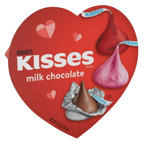 HERSHEY'S KISSES Milk Chocolate, Valentine's, Candy Gift Box, 6.5 oz